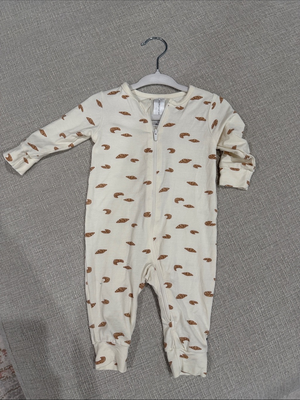 Modern moments Cream Baby One-Piece Footless Zipper Romper croissant